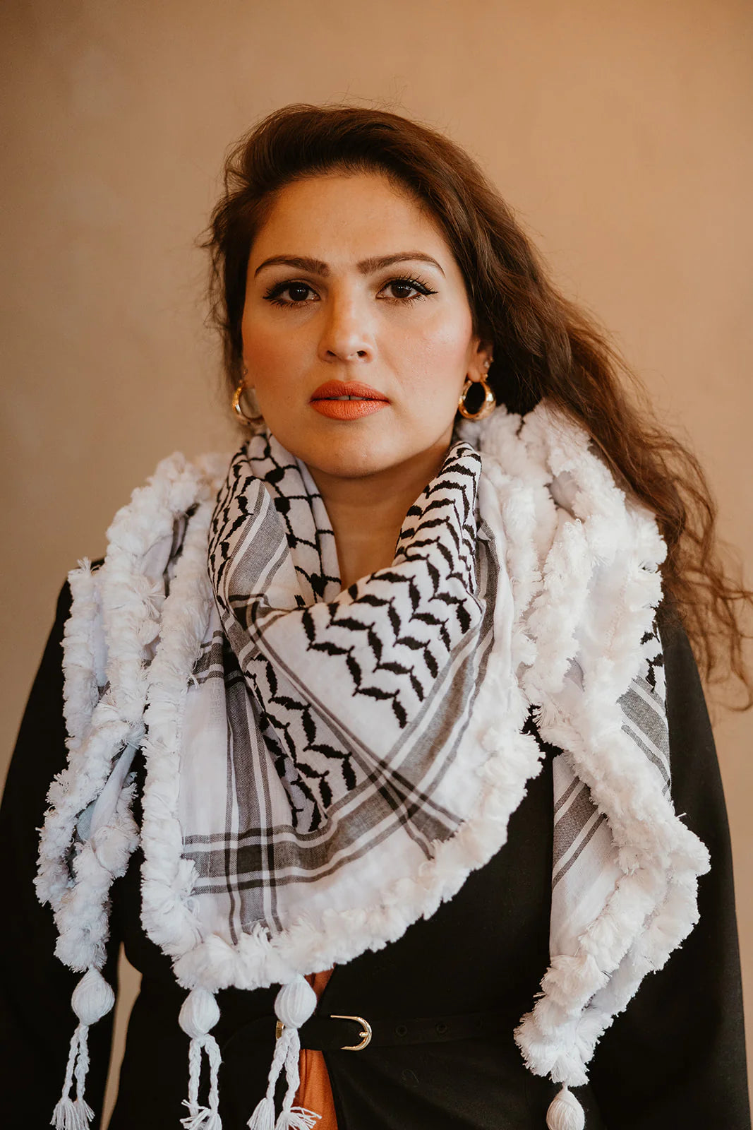 Black and White Malaki (Royal) with Tassels Kuffiyeh