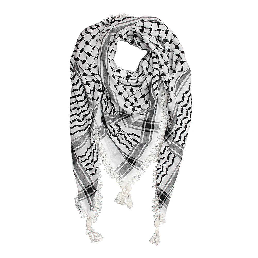 Black and White Malaki (Royal) with Tassels Kuffiyeh